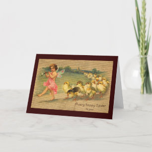 Cartes Pour Fêtes Annuelles Pipe et poupées de fée Vintage Pâques