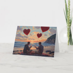 Cartes Pour Fêtes Annuelles Pique-nique à la plage_Art numérique LGBTQ