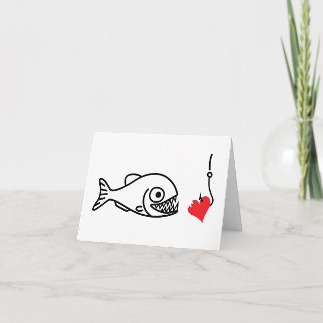 Cartes Pour Fêtes Annuelles Piranha mord coeur sur crochet anti valentines jou (Devant)