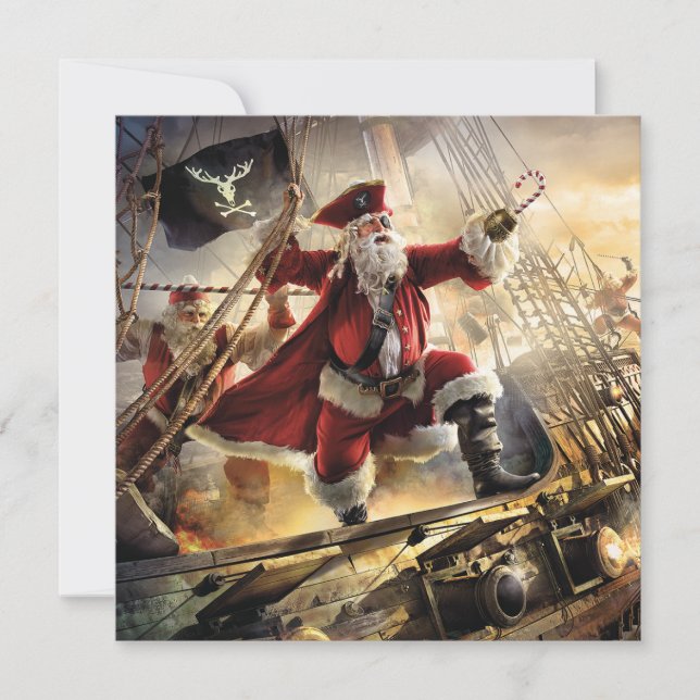 Cartes Pour Fêtes Annuelles Pirate Père Noël (Devant)