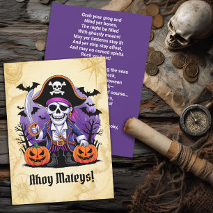 Cartes Pour Fêtes Annuelles Pirate squelette effrayant Halloween