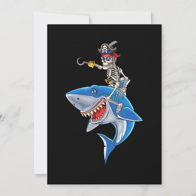 Cartes Pour Fêtes Annuelles Pirates squelette à cheval sur un requin Garçons m (Devant)