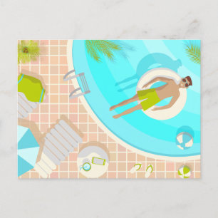 Cartes Pour Fêtes Annuelles Piscine mec sur la plage tropicale estivale vacanc