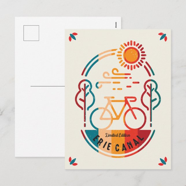 Cartes Pour Fêtes Annuelles Piste cyclable Retro Erie Canal. (Devant / Derrière)