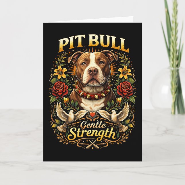 Cartes Pour Fêtes Annuelles Pit Bull : Force Douce (Devant)