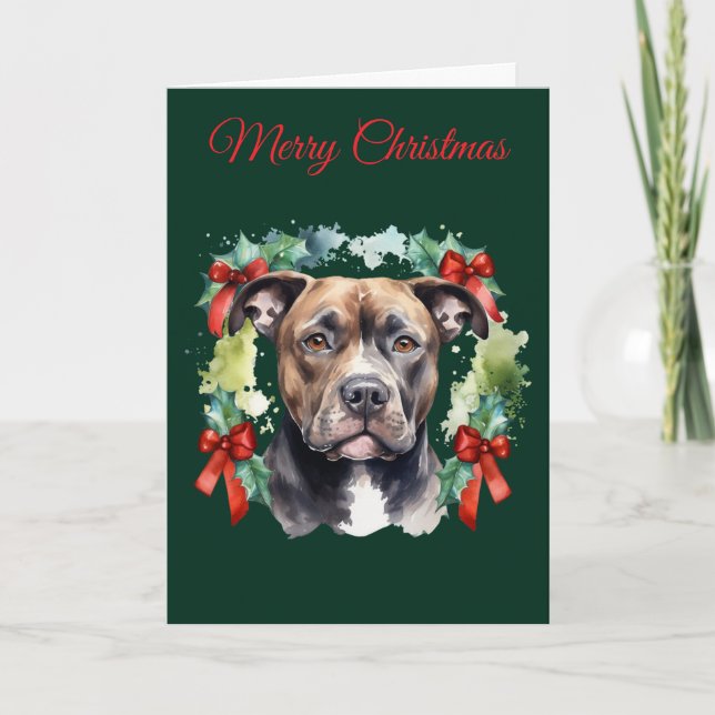 Cartes Pour Fêtes Annuelles Pitbull de Noël (Devant)