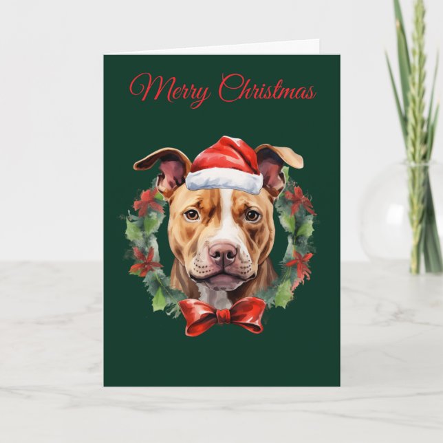Cartes Pour Fêtes Annuelles Pitbull de Noël (Devant)