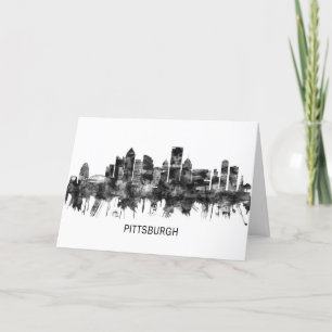 Cartes Pour Fêtes Annuelles Pittsburgh Pennsylvania Skyline BW