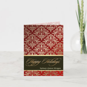 Cartes Pour Fêtes Annuelles PixDezines Céline Damask, Faux Gold Happy Holidays