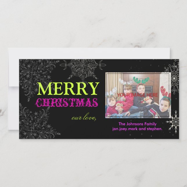 Cartes Pour Fêtes Annuelles PixDezines Flocons, Noël, couleurs DIY.. (Devant)