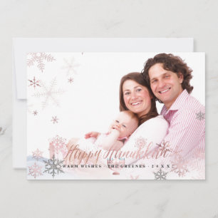 Cartes Pour Fêtes Annuelles PixDezines Hanoukka/Flocons de neige en or rose