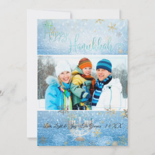 Cartes Pour Fêtes Annuelles PixDezines Love+Light Hannukkah/snow+Bokeh