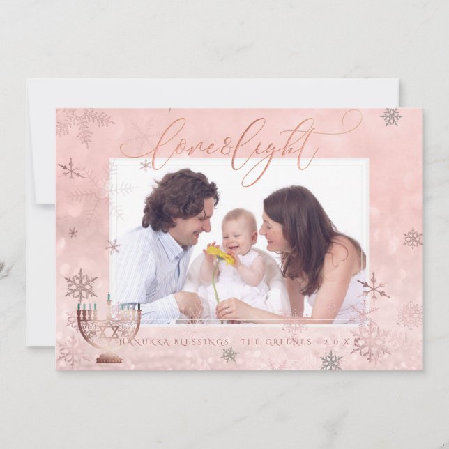 Cartes Pour Fêtes Annuelles PixDezines Love+ Light Hanoukka Real Snowflakes (Devant)