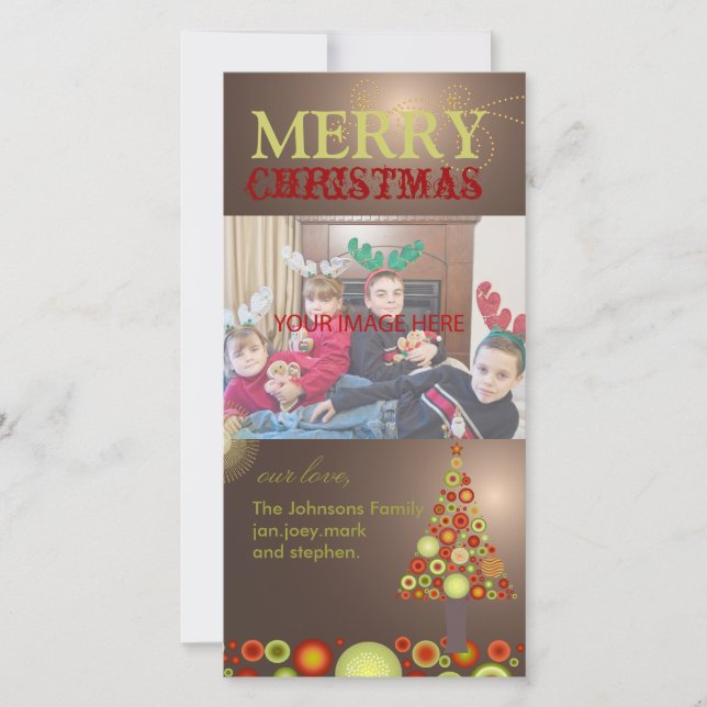 Cartes Pour Fêtes Annuelles PixDezines Retro Christmas Ornaments Tree (Devant)