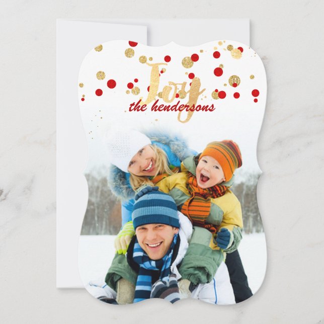 Cartes Pour Fêtes Annuelles PixDezines rouge/or/faux papier métallisé confetti (Devant)