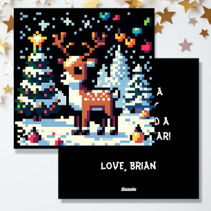 Cartes Pour Fêtes Annuelles Pixel Art Reindeer à Noël de neige
