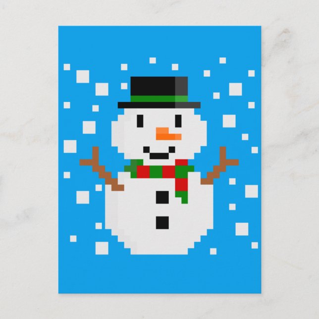 Cartes Pour Fêtes Annuelles Pixel Art SNOWMAN (Devant)