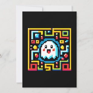Cartes Pour Fêtes Annuelles Pixel Ghost Maze - Jeu Retro Inspiré Arcade