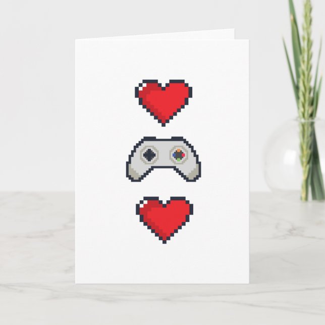 Cartes Pour Fêtes Annuelles Pixel Heart & Controller - Valentine's Day Card (Devant)