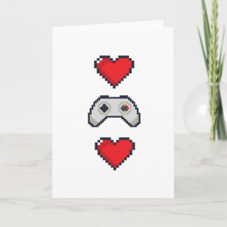 Cartes Pour Fêtes Annuelles Pixel Heart & Controller - Valentine's Day Card