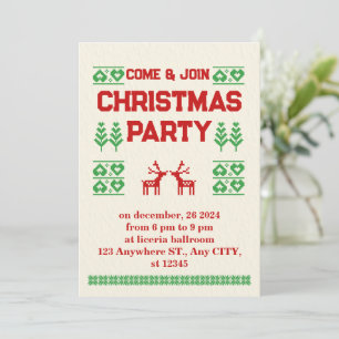 Cartes Pour Fêtes Annuelles Pixel moderne rouge et vert Fête de Noël