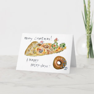 Cartes Pour Fêtes Annuelles Pizza et beignets de Noël