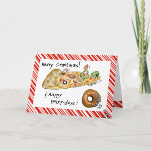 Cartes Pour Fêtes Annuelles Pizza et beignets de Noël