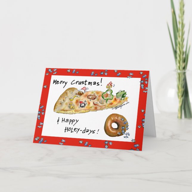 Cartes Pour Fêtes Annuelles Pizza et beignets de Noël (Devant)