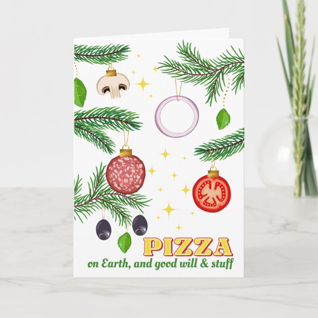Cartes Pour Fêtes Annuelles Pizza Italian restaurant catering Christmas (Devant)
