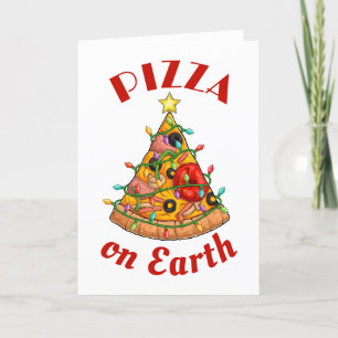 Cartes Pour Fêtes Annuelles Pizza sur Terre Noël