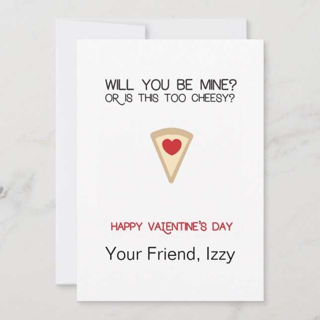 Cartes Pour Fêtes Annuelles Pizza Valentine personnalisable (Devant)