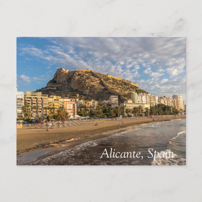 Cartes Pour Fêtes Annuelles Plage Alicante au lever du soleil, Espagne (Devant)
