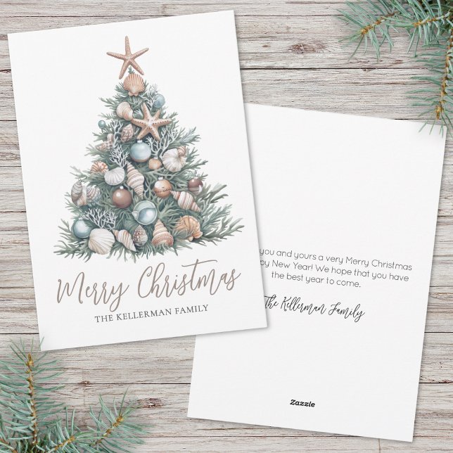 Cartes Pour Fêtes Annuelles Plage Christmas Tree (Christmas Tree Beach Holiday Card)