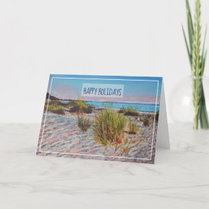 Cartes Pour Fêtes Annuelles Plage côtière Sunset Shoreline Art Holiday