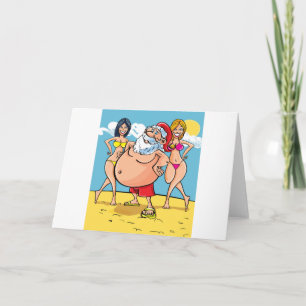 Cartes Pour Fêtes Annuelles plage de bikini santa claus