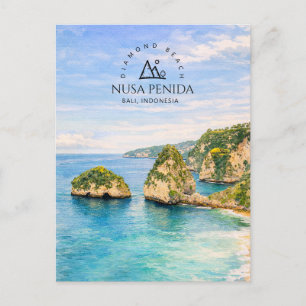 Cartes Pour Fêtes Annuelles Plage de diamants Bali Aquarelle Mer turquoise