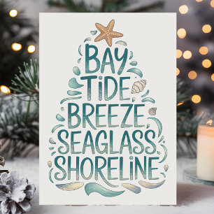 Cartes Pour Fêtes Annuelles Plage de l'Arbre de Noël côtier