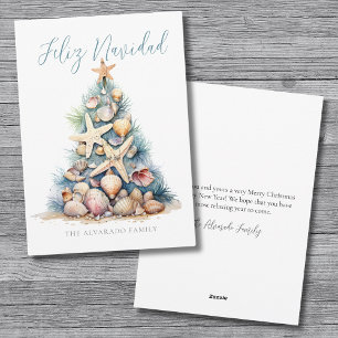 Cartes Pour Fêtes Annuelles Plage de l'Arbre de Noël Feliz Navidad