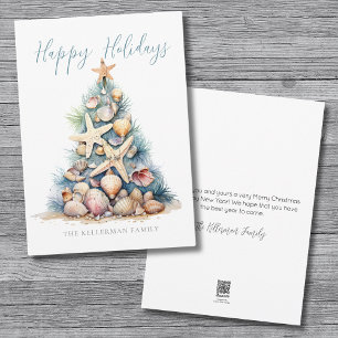 Cartes Pour Fêtes Annuelles Plage de l'Arbre de Noël Joyeuses Fêtes