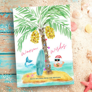 Cartes Pour Fêtes Annuelles Plage de l'île tropicale Santa sirène Noël
