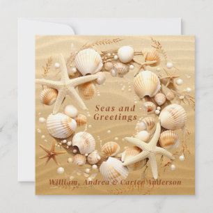 Cartes Pour Fêtes Annuelles Plage de Noël Coquillages Tropicaux Étoiles de Mer