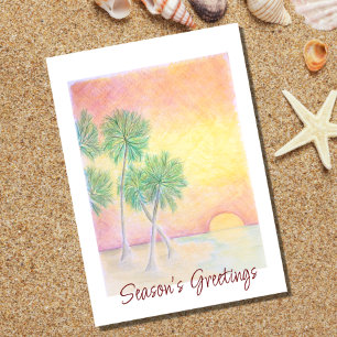 Cartes Pour Fêtes Annuelles Plage de Noël Palmiers tropicaux