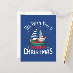 Cartes Pour Fêtes Annuelles Plage de Noël Père Noël voilier