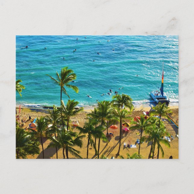 Cartes Pour Fêtes Annuelles Plage de Waikiki (Devant)