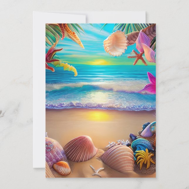 Cartes Pour Fêtes Annuelles Plage d'imaginaire mystique coucher de soleil avec (Devant)