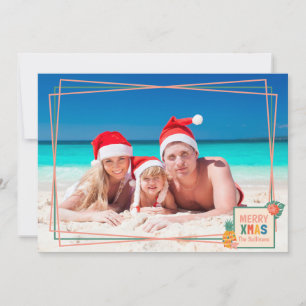 Cartes Pour Fêtes Annuelles Plage Joyeuse XMAS avec ananas & Fleurs