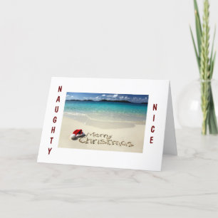 CARTES POUR FÊTES ANNUELLES PLAGE NAUGHTY OU BEAU NOËL SOUHAITE