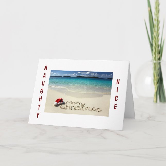 CARTES POUR FÊTES ANNUELLES PLAGE NAUGHTY OU BEAU NOËL SOUHAITE (Devant)