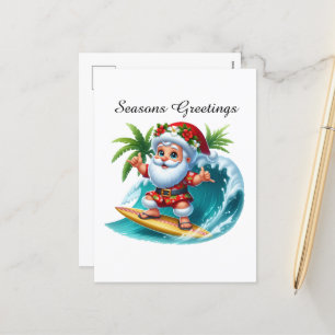 Cartes Pour Fêtes Annuelles Plage personnalisable festive Père Noël Joyeuses F