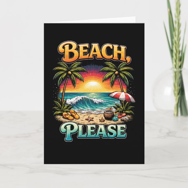 Cartes Pour Fêtes Annuelles Plage, s'il vous plaît (Devant)